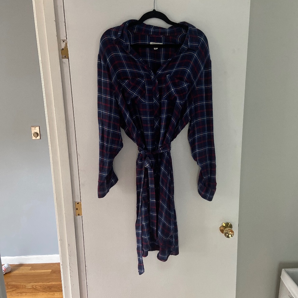 Blue flannel tshirt dress